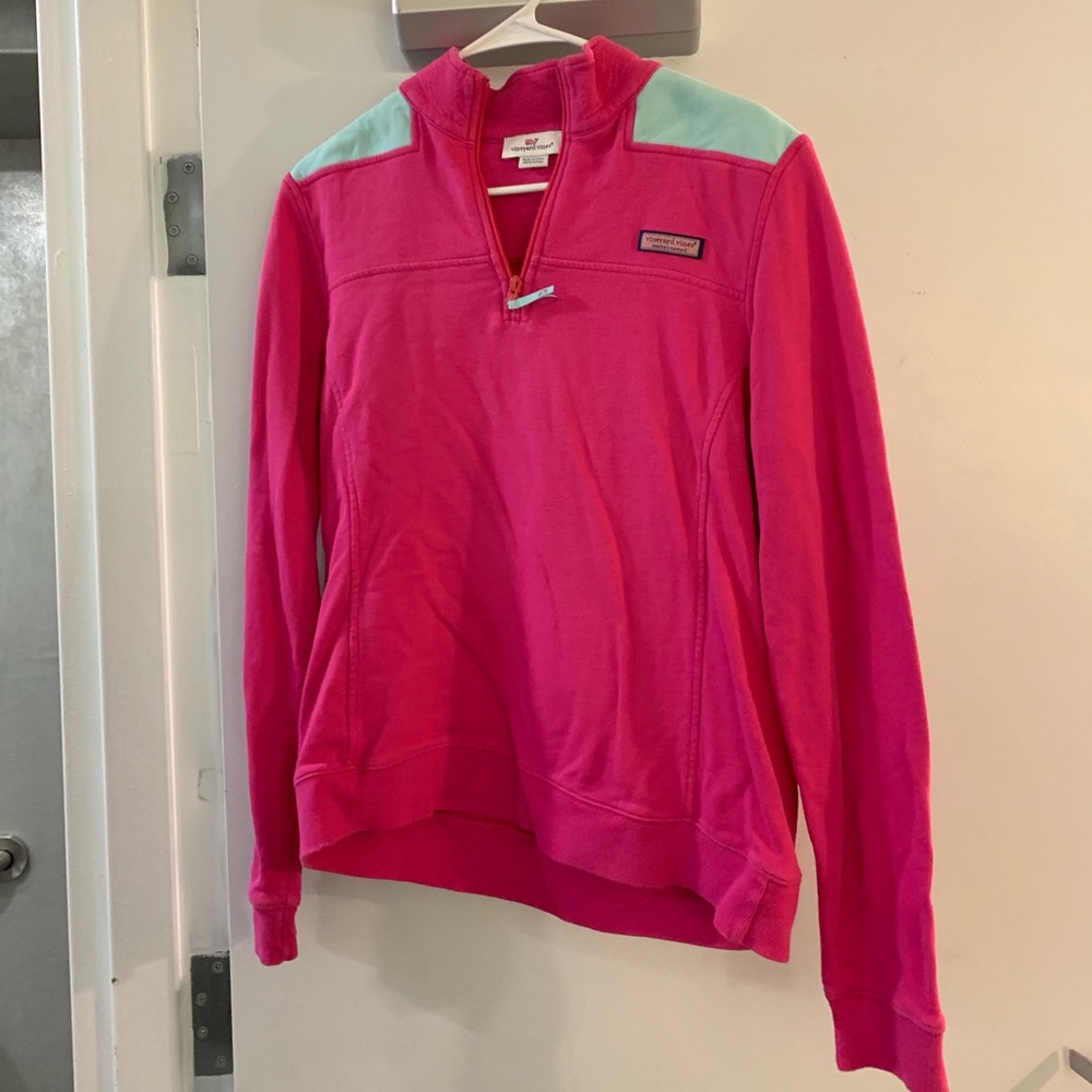 Vineyard Vine Pink and Aqua Pullover Sweatshirt